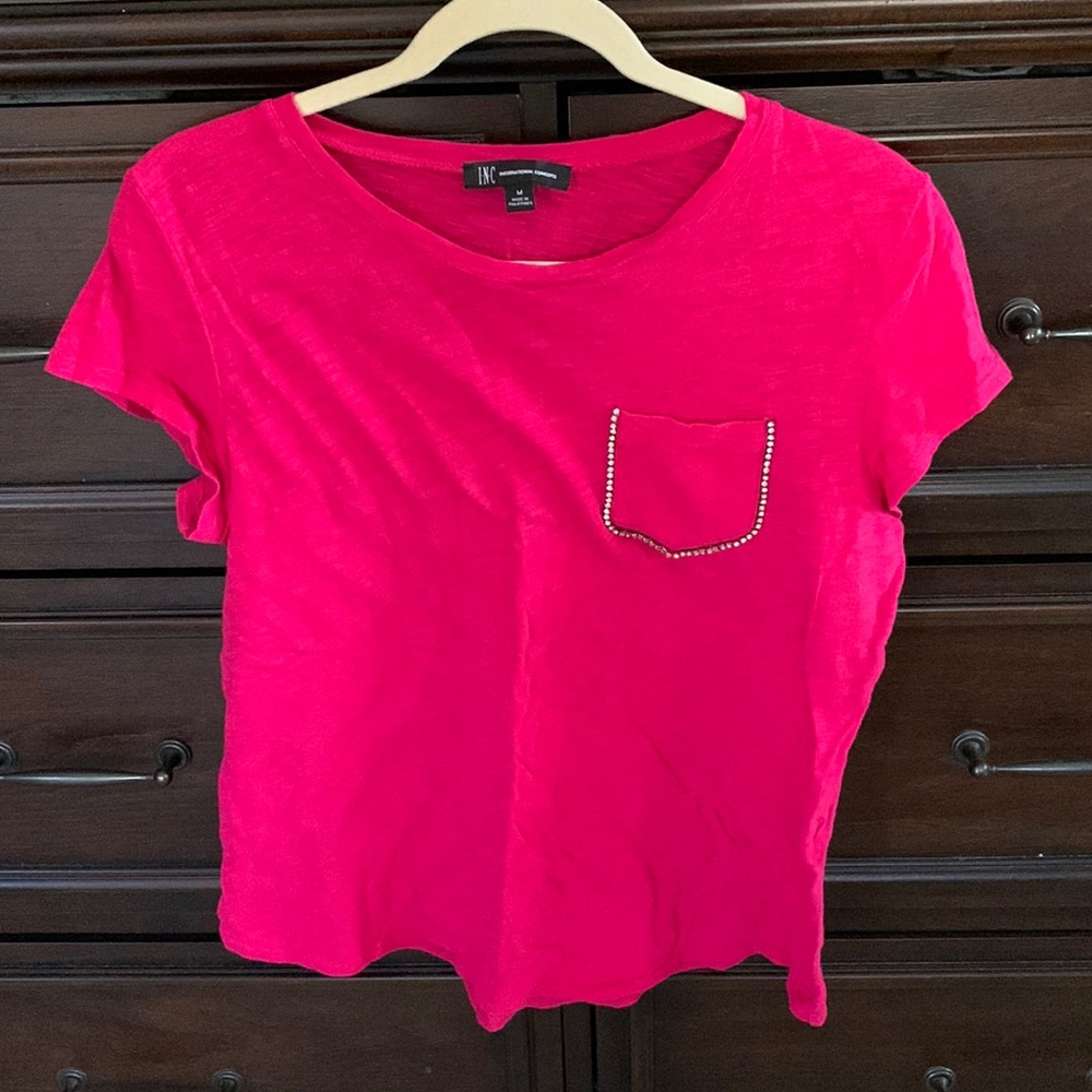 INC womens lightweight T shirt  with crystals around pocket size M